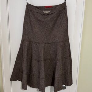Luisa Cerano Chic Brown A-Line Women's flare wool blend  Skirt size 6